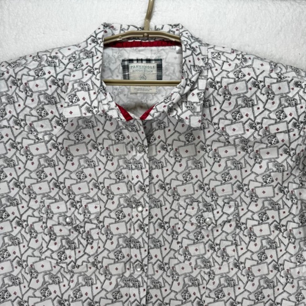 Panhandle Rough Stock Mens XXL Pearl Snap Western Shirt Cards Dice Print